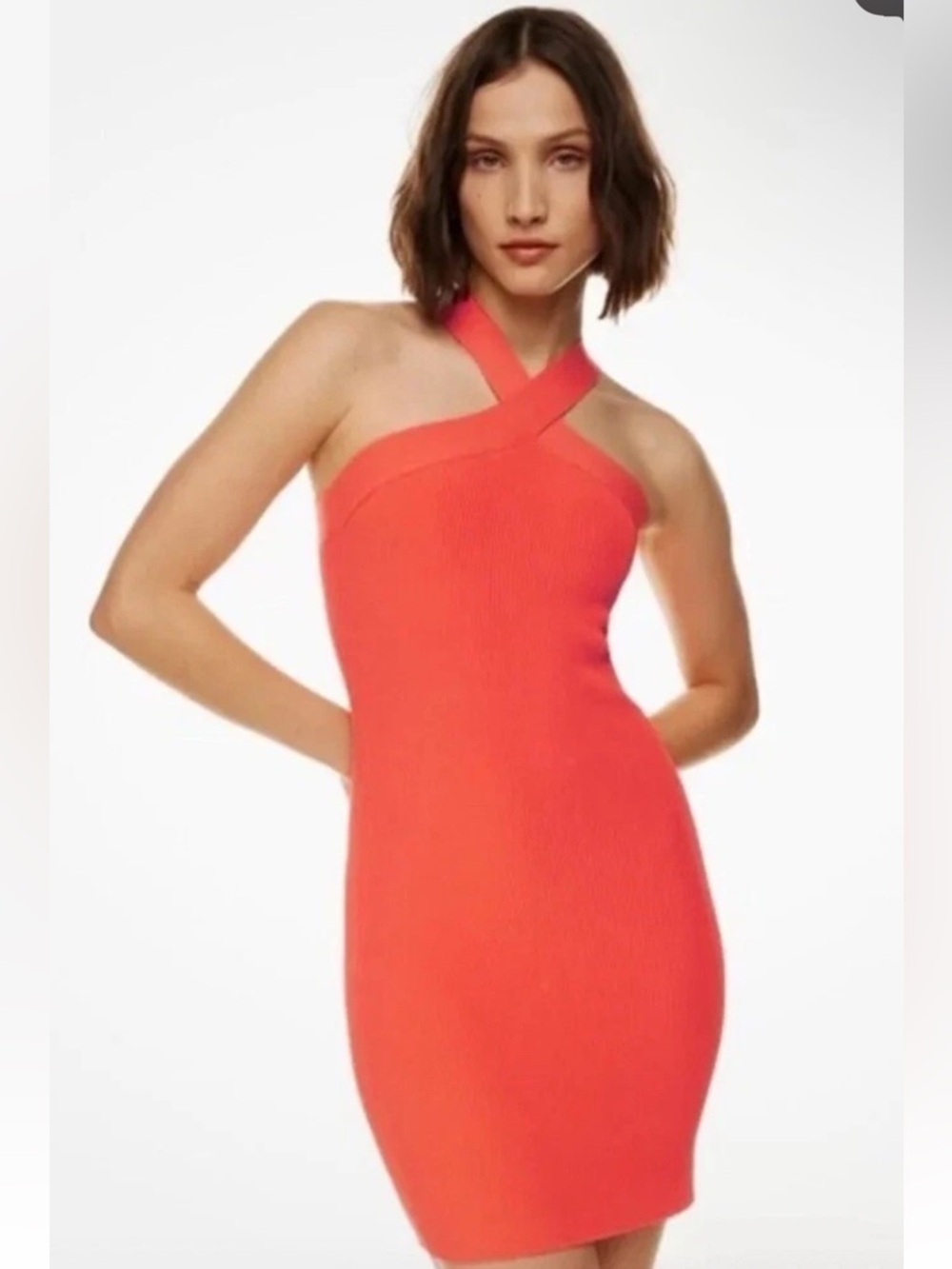 HOUSE OF HARLOW (RETAIL $150) Sculpt knit 1960 Coral Crossband Dress